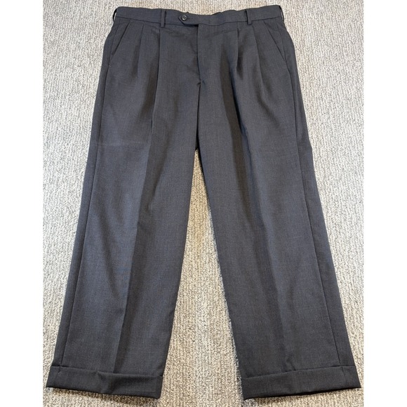 Stafford Men's Wool 2 Piece Suit 44R  Lined Gray 1 Button, Pant 34/30 EUC - Picture 12 of 16